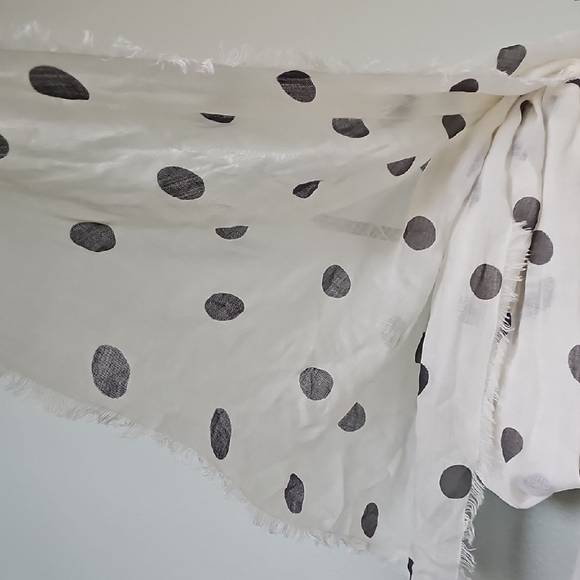 Loft NWT Feminine Whimsical Polka Dot Scarf With Fringe Hem 29 X 85 - Picture 8 of 8
